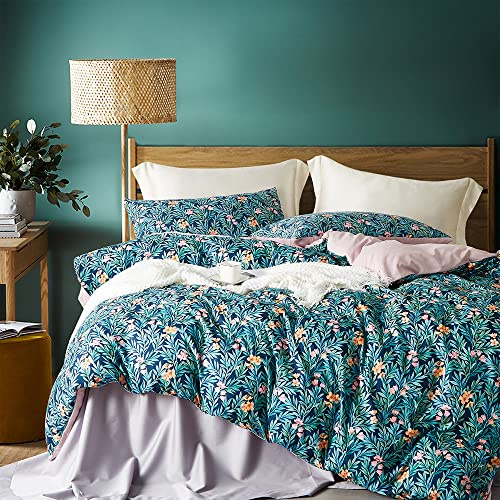 Nyescasa Bettwäsche 135x200 Grün Vintage Blumen mit Kissenbezug 80x80 | Boho Bettwäsche-Set Renforce Vintage Blumen Muster Wendebettwäsche Weich Mikrofaser Bettbezug mit Reißverschluss