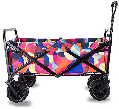 MOLVUS Folding Garden Trolley Cart Heavy Duty Wagon Multi-function Shopping Cart for Outdoor Camping Beach Supermarket With 4 Wheels, Load：90kg (B)