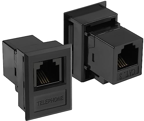 QIANRENON Desktop Connection Box RJ11 Phone Jack CAT3 RJ11 Femelle à Femelle Téléphonique Connecteur RJ11 6P4C Bracket Frame Keystone Jack, Desktop Prises RJ11 Phone Module Plug-in, 2Pcs