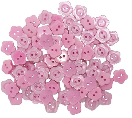 100 Pflaumenblütenknöpfe, Blumenknöpfe Zum Nähen, Cardigan-Strickknöpfe, Babyknöpfe, Kleidungs-Dekorknöpfe, 2-Loch-Blumenknöpfe, Harz-Nähknöpfe (Rosa)