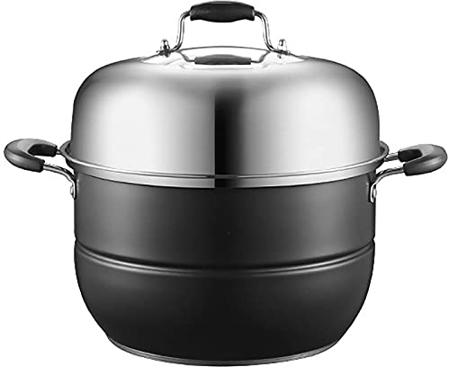 ANSNOW Olla de Sopa de Vapor para el Hogar, Vaporera Espesada, Bollos Pequeños Al Vapor, Cocina de Inducción, Olla de Estufa de Gas/30 Centimetros