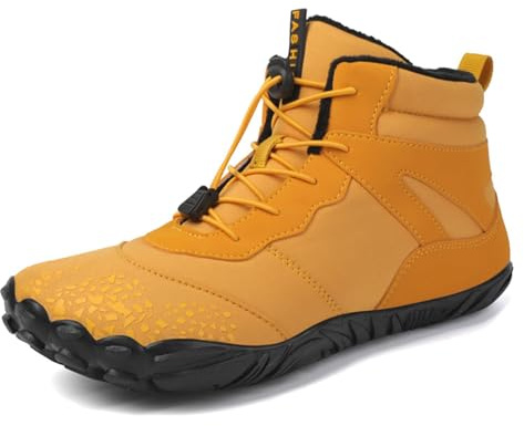 Winter Barefoot Shoes, Hike Barefoot Wide Toe Box Footwear Autumn Waterproof, Hike Walking Boots Women Men (Yellow, Adult, Women, 9, Numeric, UK Footwear Size System, Medium)