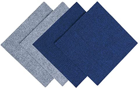 Teppichfliese selbstklebend 11,8Weiche, selbstklebende Teppichfliesen, 8 Stück abziehbare und aufklebbare Teppichquadrate, nach Belieben zuschneidbar, wiederverwendbar, rutschfest, leicht zu reinige