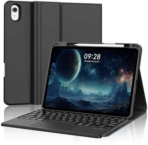 Funda Teclado con Trackpad para iPad A16 11ª Generación 2025/10ª Generación 2022, Funda Teclado Bluetooth Desmontable con Retroiluminación de 7 Colores para iPad 11ª/10ª Gen 10.9/11 Pulgadas, Negro