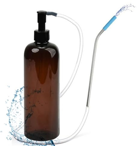 Analdusche für Analverkehr Podusche Analdusche für Mann Analdusche für Frau Dusche Irrigator Darmspülung Klistier Zur Shower Pumpflasche für Frauen(Braune Flasche 600Ml+Duschkopf Aus Edelstahl 6 Mm)