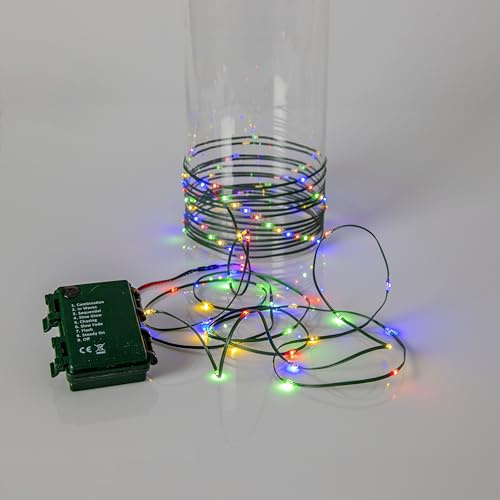 LED Lichterkette DREWDROP-MICRO, 96 bunte LEDs, 8 Lauflichtfunktionen, Länge 7 Meter, Batterie & Timerfunktion, für Innen und Außen
