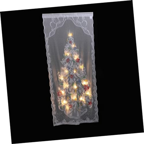 CAXUSD Leuchtende Weihnachtsvorhänge Mit Led Spitzen 102x213cm Halbverdunkelnd Batteriebetrieben Für Fenster Und Türdekorationen Zu Weihnachten