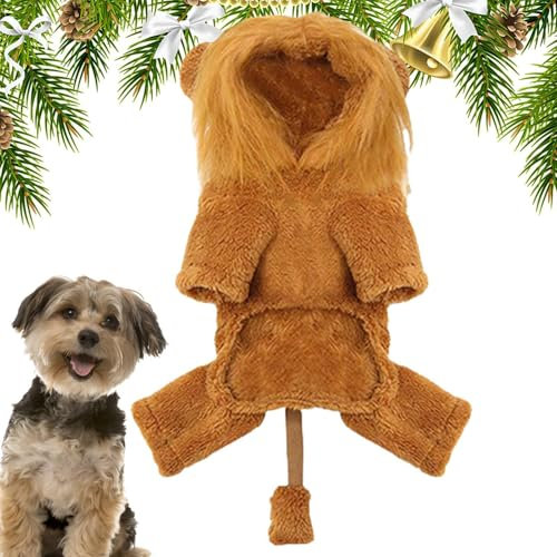 Löwenmähnen-Kapuzenpullover für Hunde, Löwen-Perücke für Hunde, niedlicher Hunde-Kapuzenpullover, warme Hundebekleidung, Löwenmähne, Hunde-Outfit, Hundekleidung für kleine, mittelgroße und große