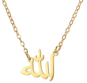 UNIFT Collar islámico musulmán en capas para mujer, de acero inoxidable, colgante de gota de agua, forma de corazón, collar de doble capa, joyería islámica, one size, Acero inoxidable, Sin piedra