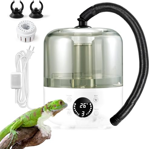 MALLMALL6 Reptile Fogger with Constant Humidity Controller & Timing, 3L Top-Fill Terrarium Humidifier with Humidistat, Smart Touch Screen Adjustable Fogger Mister Tank for Reptiles Amphibians Herps