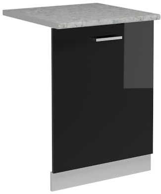 Vicco Pannello frontale della lavastoviglie R-Line, Nero lucido, 60 cm, PL Marmo