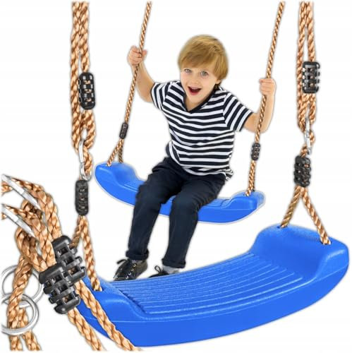 KRUMAD Kinderschaukel Outdoor & Indoor, Ergonomische Schaukel Kinder, Höhenverstellbaren Seilen 115–190 cm, Belastbar bis 35 kg, Wetterfest Gartenschaukel Kinder (Blau)