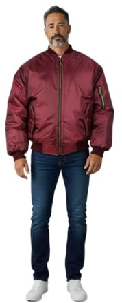 Fashion Force Mens MA1 Bomber Jacket Heavy Padded Military Army Pilot Biker Coat S-5XL (UK, Alpha, L, Regular, Regular, Wine Burgundy)