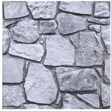 Commomy Lot de 10 panneaux muraux 3D imitation pierre – 30 x 30 cm – Carreaux muraux autocollants en PVC pour intérieur de chambre, salon, cuisine, camping-car