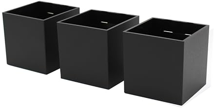 KalaMitica - Set med 3 magnetiska Kosmos kuber - Förvaringslåda eller vashållare för magnetiska whiteboardtavlor - svart lackerad med matt finish