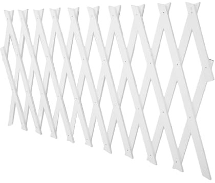NULYLU Panneau en Treillis de Bois Blanc Ajustable pour Plantes Grimpantes, Montage Mural Polyvalent, Extensible et Élégant pour Jardin Extérieur