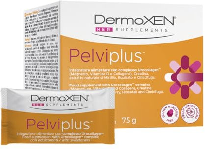 DermoXen Integratore Vie Urinarie Donna. Mirtillo Rosso per Incontinenza Urinaria da Menopausa, Post Parto, Stress. Con Collagene, Magnesio e Vitamina D, Rinforza il Pavimento Pelvico. 30 bustine