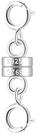 Enwye 925 Sterling Silver Necklace Clasp and Closures, Silver Mini Magnetic Jewelry Clasp Connector for Bracelets Chain Extender, Silvery