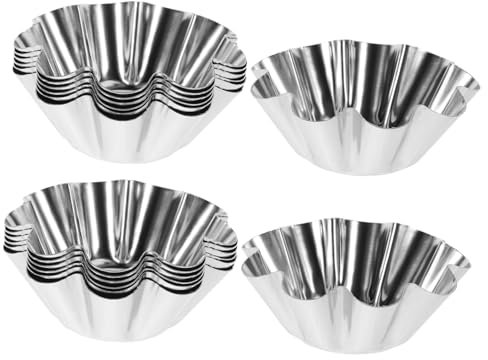 Ipetboom 12piezas Moldes Para Tartas De Flores Acero Inoxidable Molde Para Muffins Antiadherentes Unidades Para Bizcocho y Reposteria