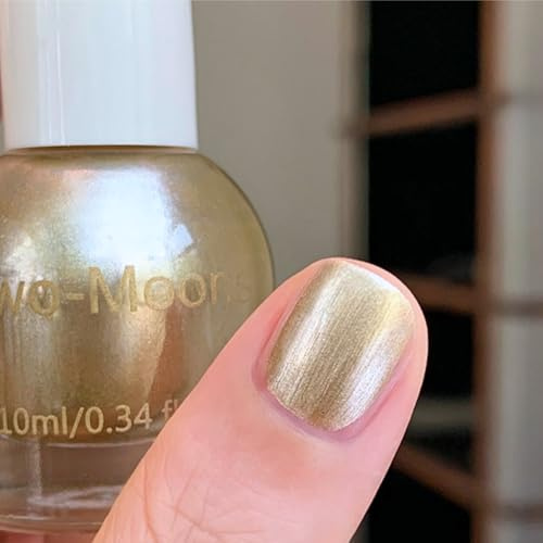 Metallic Nail Polish - Gold Nail Polish - Gold Nail Varnish - High Glossy Metallic Nail Varnish - Quick Dry polish No UV Needed Long Lasting - Chrome Polish For Women Manicure DIY