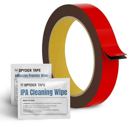 Spyder Tape 5952 dubbelsidig monteringstejp 19 mm x 3 m – industriell kvalitet akrylskumtejp – tung last, vattentät, värmebeständig – för metall, glas, plast, bil och LED-remsor