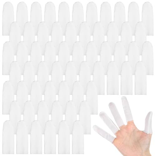 Elegaperma 200 Pcs Cotton Finger Cots,Finger Bandages Tubular,White Fingers Sleeves Protectors for Injury,Comfortable Breathable Cloth Fingers Covers,Moisture Wicking