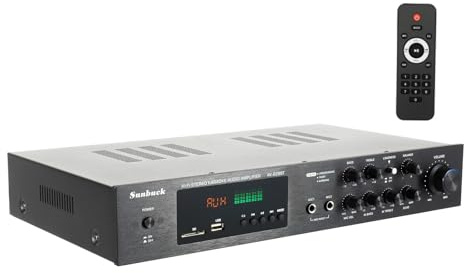 Amplificador de audio estéreo de 600 W, amplificador de sonido envolvente 5.0, amplificador de potencia de audio, 2 entradas de micrófono con pantalla LED para cine en casa, fiestas de karaoke