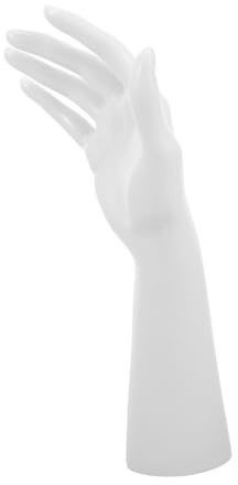 Damenhand Mannequin Handmodell Ausstellungsständer aus PVC Weiß | Präsentationshalter für Schmuckringe und Armband, Schlichte Form mit Feiner Struktur