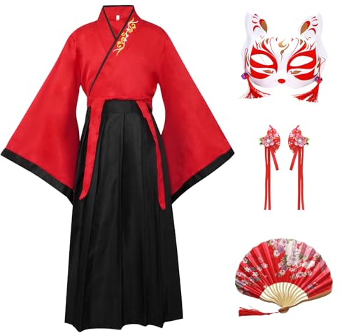 CRFASIBE Hanfu-dräkter för barn, kinesiska traditionella kläder, pojkar flickor kinesisk Cheongsam antik cosplay kostym med håraccessoarer, Rubinröd, 150 cm