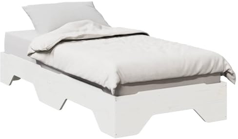 Genérico Estructura de Cama sin colchón apilable Blanca 90x190 cm,Mobiliario,Camas y Accesorios,Camas y somieres,859209