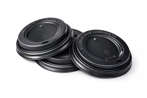 Inoverse Kaffeebecher Deckel 90mm 1000 Stück, Coffee to Go Deckel für Büro | Schwarz Plastikdeckel Kunststoffdeckel, Becherdeckel, Kaffeedeckel, für Pappbecher und Heißgetränke, für unterwegs, Take-away