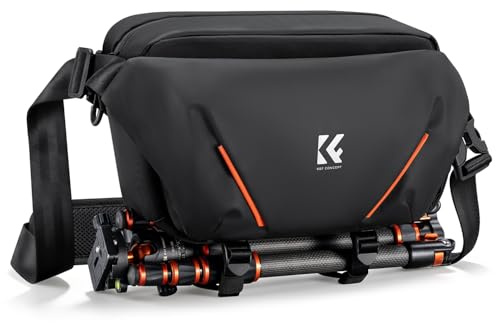 K&F CONCEPT Bolsa Bandolera para Cámara de 7 L, Ligera para Cámaras Mirrorless o DSLR, Bolsa con Bolsillo Lateral Plegable y Acceso Rápido, Divisor Ajustable, Equipo para Fotógrafos, Negro