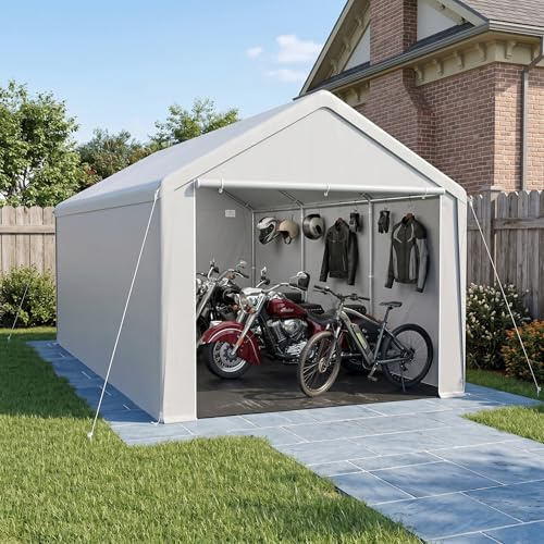 VA-Cerulean Carport tältgarage 3 x 6 m, förvaringstält med väderbeständig PE-presenning, garagetält med galvaniserad stålram, med markankare och spännlinor, skydd för bil, utrustning och