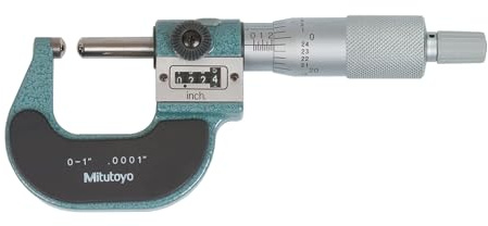 Mitutoyo 295-253, 0 - 1 X .0001 Spherical Anvil and Spindle, Digit Outside Micrometer, Ratchet