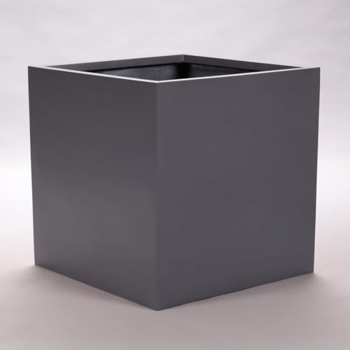 Elegant Einrichten Blumenkübel Fiberglas anthrazit metallic quadratisch 60x60x60cm