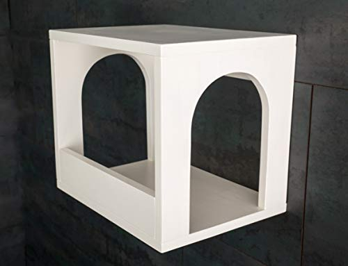 Jennys Tiershop Lackierter Katzen Wandpark, handgefertigte Tiermöbel/Luxusmöbel, Katzenmöbel in vielen Ausführungen, Kratzbaum/Katzenbaum für die Wand. Hier: Schlafkasten Nr. 1 weiß (17dl)