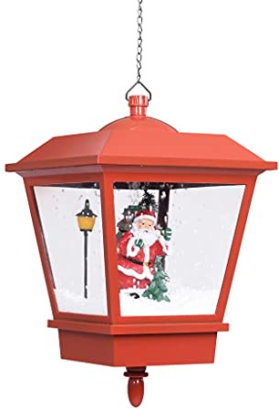 vidaXL Weihnachten Hängelampe mit LED-Licht Weihnachtsmann Hängend Weihnachtslaterne Hängeleuchte Lampe Weihnachtsdeko Rot 27×27×45cm