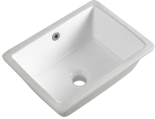 40,6 cm Unterbau-Waschbecken, klein, rechteckig, Unterbauspüle, Keramik, Unterbauspüle, Unterbauspüle mit Überlauf (39,9 x 29,7 cm)