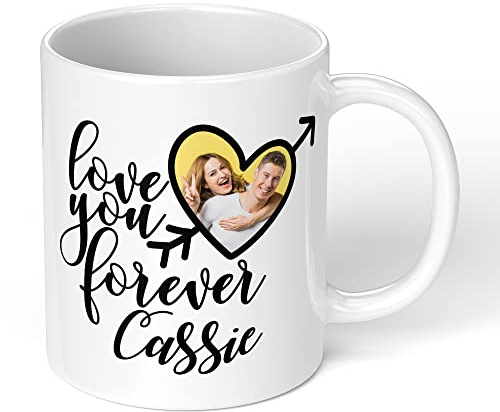 Print Maniacs Personalised Valentines Day Mug Photo Image/Any Name His Her Love Romantic Girlfriend Boyfriend Anniversary Husband Wife Coffee Tea Cup Gift Love You for Ever