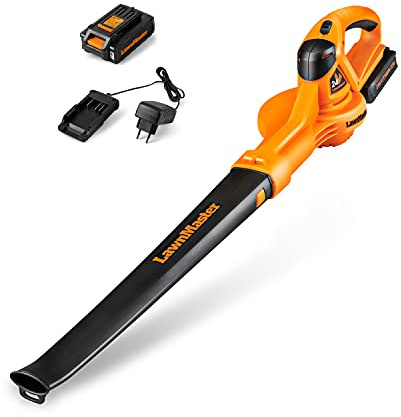 LawnMaster CLBL2406 Soffiatore Elettrico a Batteria, 24V, 2,0Ah, Soffiatore per Foglie, Leggero, con Batteria e Caricatore Rapido, Installazione Rapida.