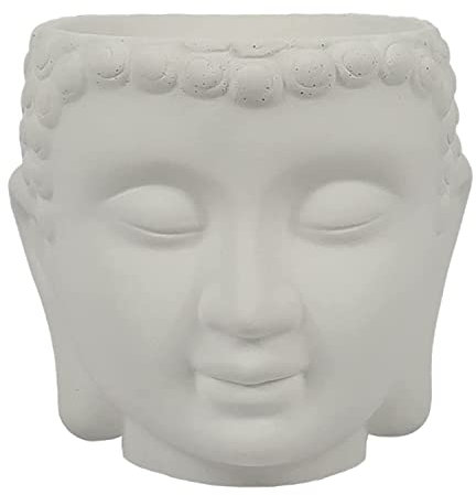 Coliseum Studio Inc - Pot de fleurs en forme de tête de Bouddha - Pot de fleurs décoratif intérieur/extérieur - Jardinières en béton avec drainage - pour plantes grasses et cactus - Fait à la main aux