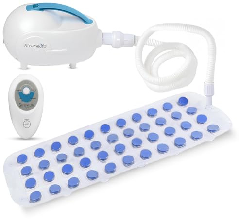 SereneLifeHome Massaging Bubble Mat for Tub – Full Body Bubbling Bath Spa Mat with Motorized Air Pump, Non-Slip Waterproof Design, Remote Control, Aroma Clip for Essential Oils, 47” x 14.2”
