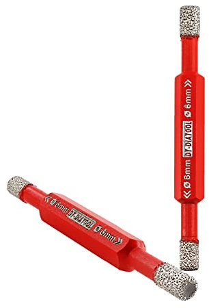 DT-DIATOOL - Set di punte per trapano per piastrelle diamantate, in porcellana, con gambo esagonale, 6-6 mm, per forare marmo ceramico, pietra artificiale, granito, 2 pezzi