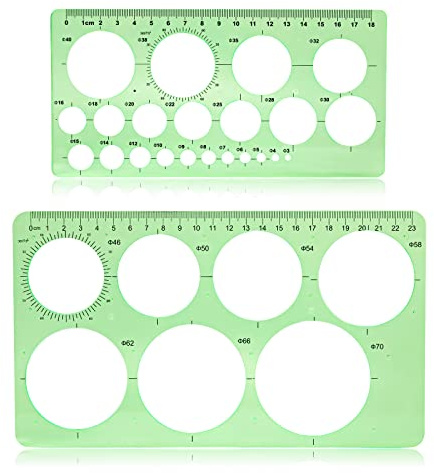 2 Pcs Circle Drawing Tool, Circle Template Ruler, Green Circle Stencils, Ruler Quilling Tool, Drawing Stencils for Office Painting Design, Studying