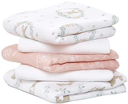 Aden + Anais™ Essentials bomull muslin spottdukar blushing bunnies i 5-pack