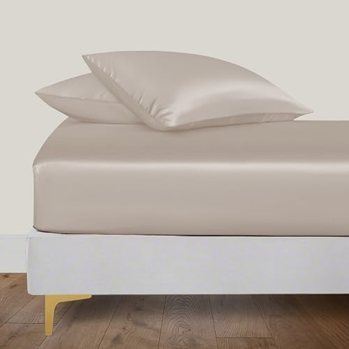 LINENWALAS Sábana bajera King de 150x200 cm, Sábana de cama 100% seda de bambú orgánico para cama King Size, Sábana bajera con bolsillo profundo de hasta 40 cm, Suave, refrescante, ropa de cama