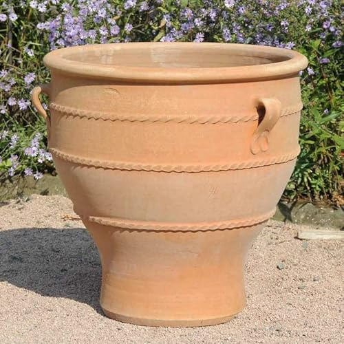 Palatina Werkstatt Terracotta Pflanzkübel Rosa – handgefertigte Blumenkübel aus Kreta, frostfest und winterhart, mit Henkeln, für Garten, Terrasse und Balkon (60cm- Typ 2)