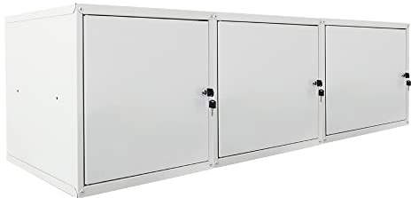 PROREGAL Mega Deal 3X Casier métallique verouillable Cubic XL | HxLxP 45x45x45cm | Gris | Armoire à casier Cube, Consigne Polyvalente, vestiaire, Placard en métal