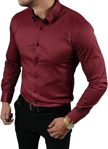 Espada Men's Wear Camicia classica dal taglio stretto vino rosso ESP06 Grande S-3XL, Vinaccia, XL