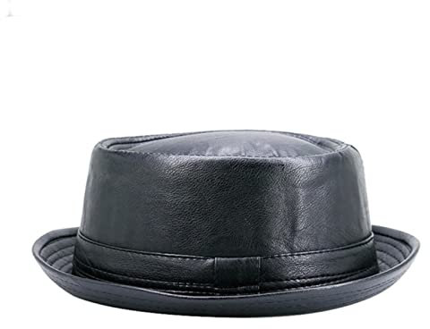EPERDE Uomini In Pelle Nera Cappello Trilby Maschio Fedora Cap Retro Donne Autunno Marca Porkpie Cappello Da Uomo Vintage Jazz Cappelli